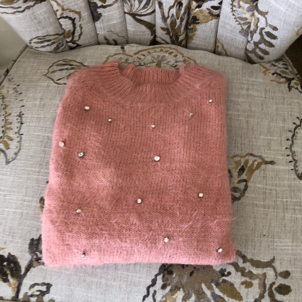 Pink sweater with rhinestones
